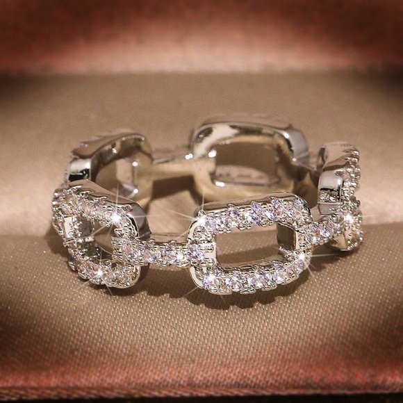 NEW Silver Diamond Link Eternity Ring - Picture 4 of 4